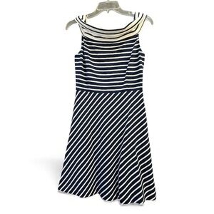 Vineyard Vines Navy Blue White Stripe Boatneck Dress Coastal Preppy XS